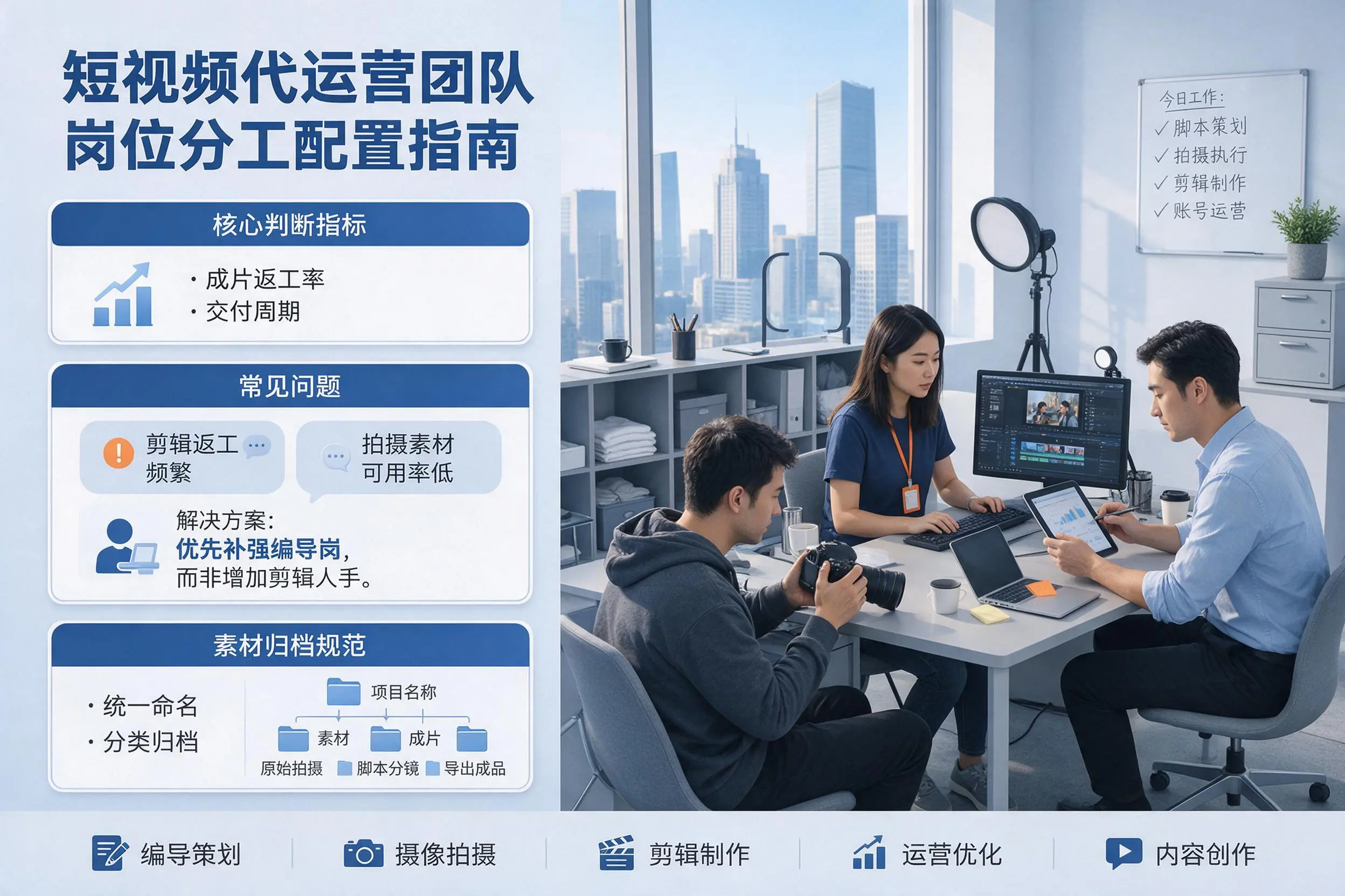 短视频代运营团队如何配置？常州企业岗位分工科普说明