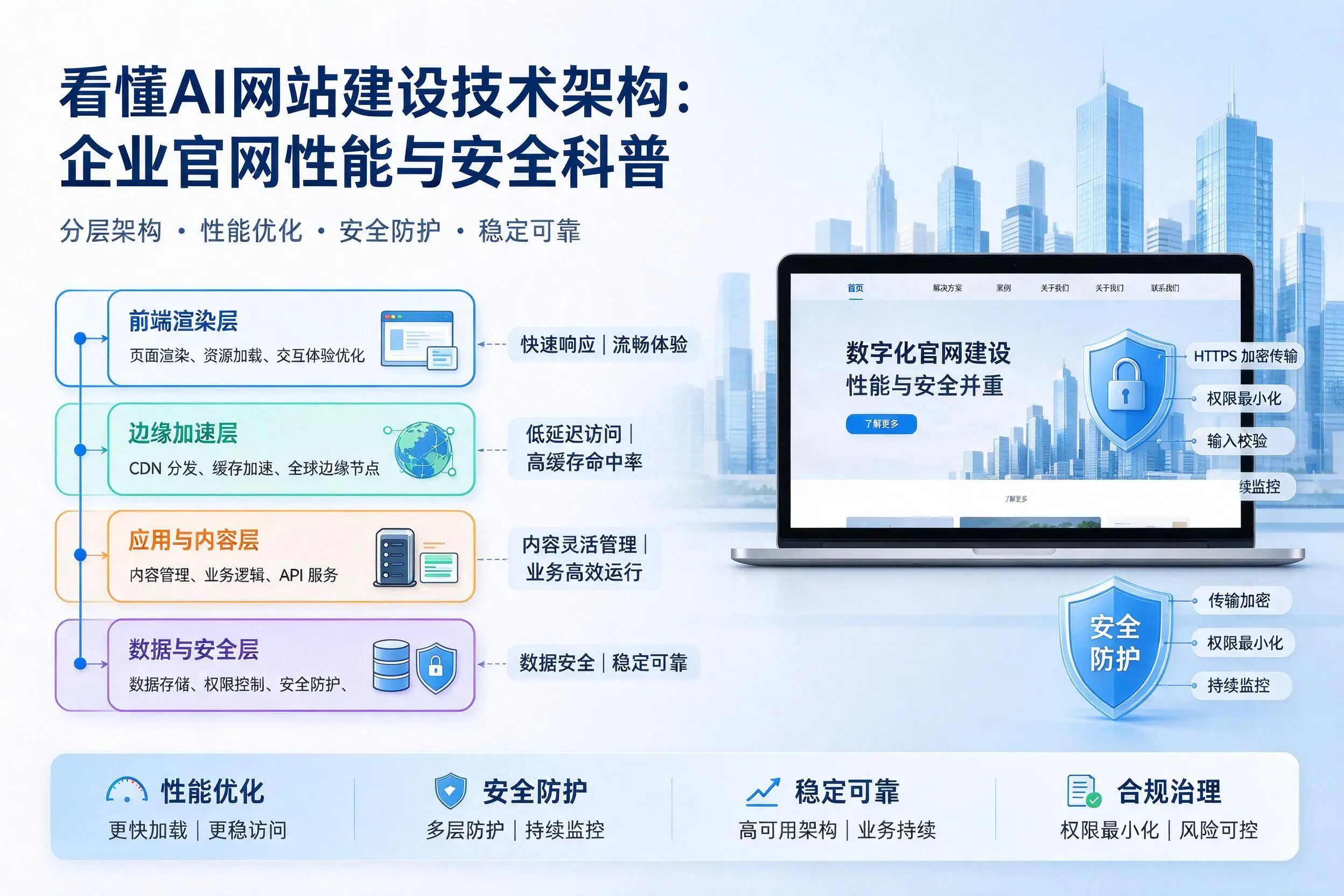 看懂AI网站建设技术架构：常州企业官网性能与安全科普