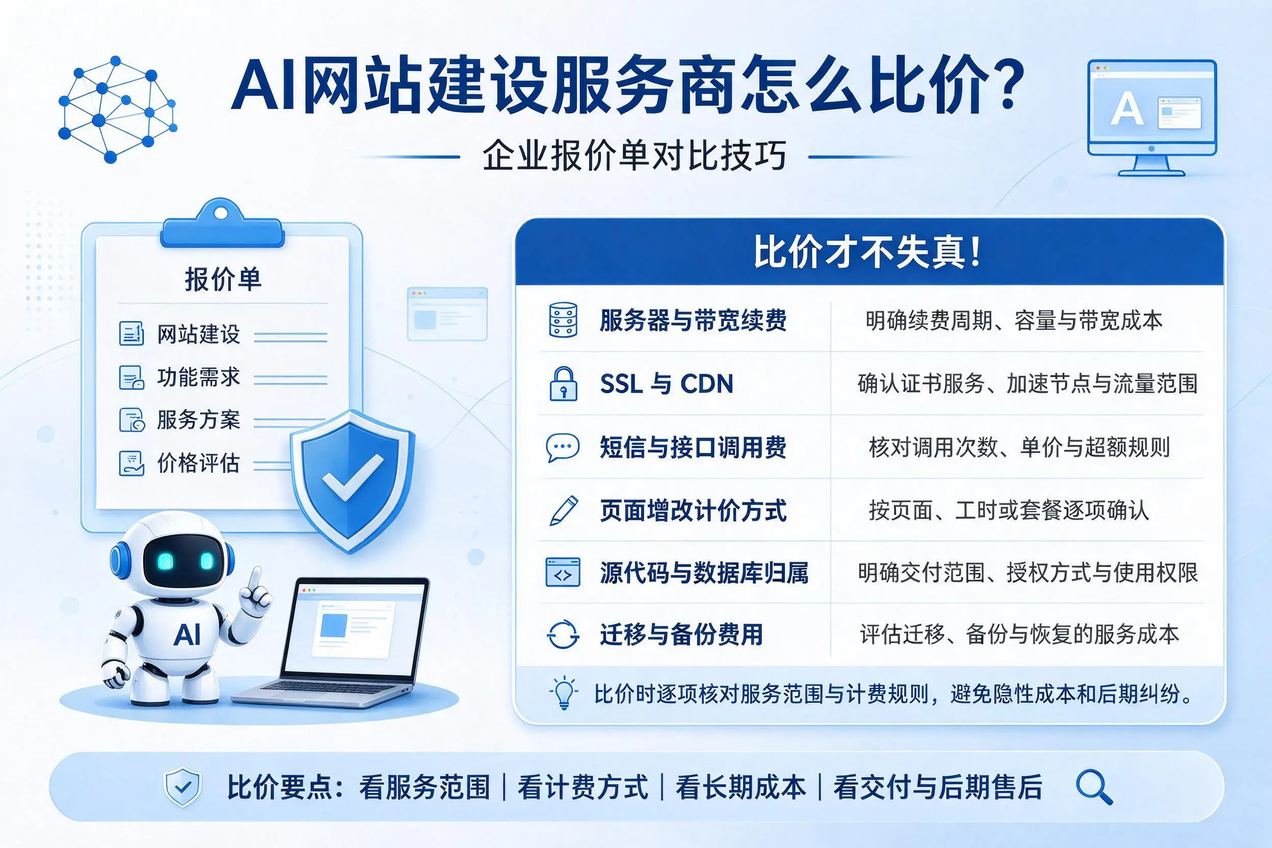 AI网站建设服务商怎么比价?常州企业报价单对比技巧