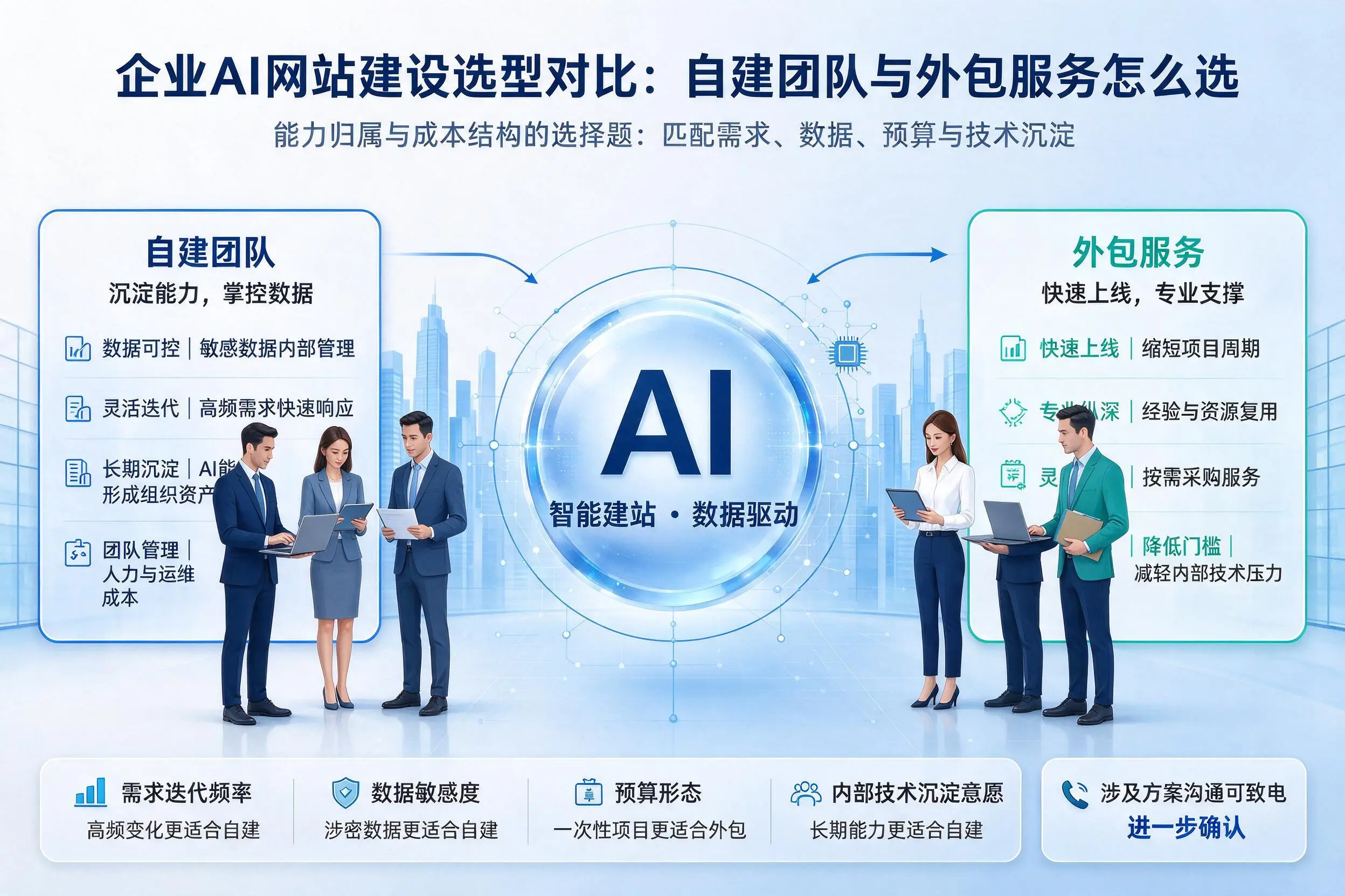 常州企业AI网站建设选型对比:自建团队与外包服务怎么选