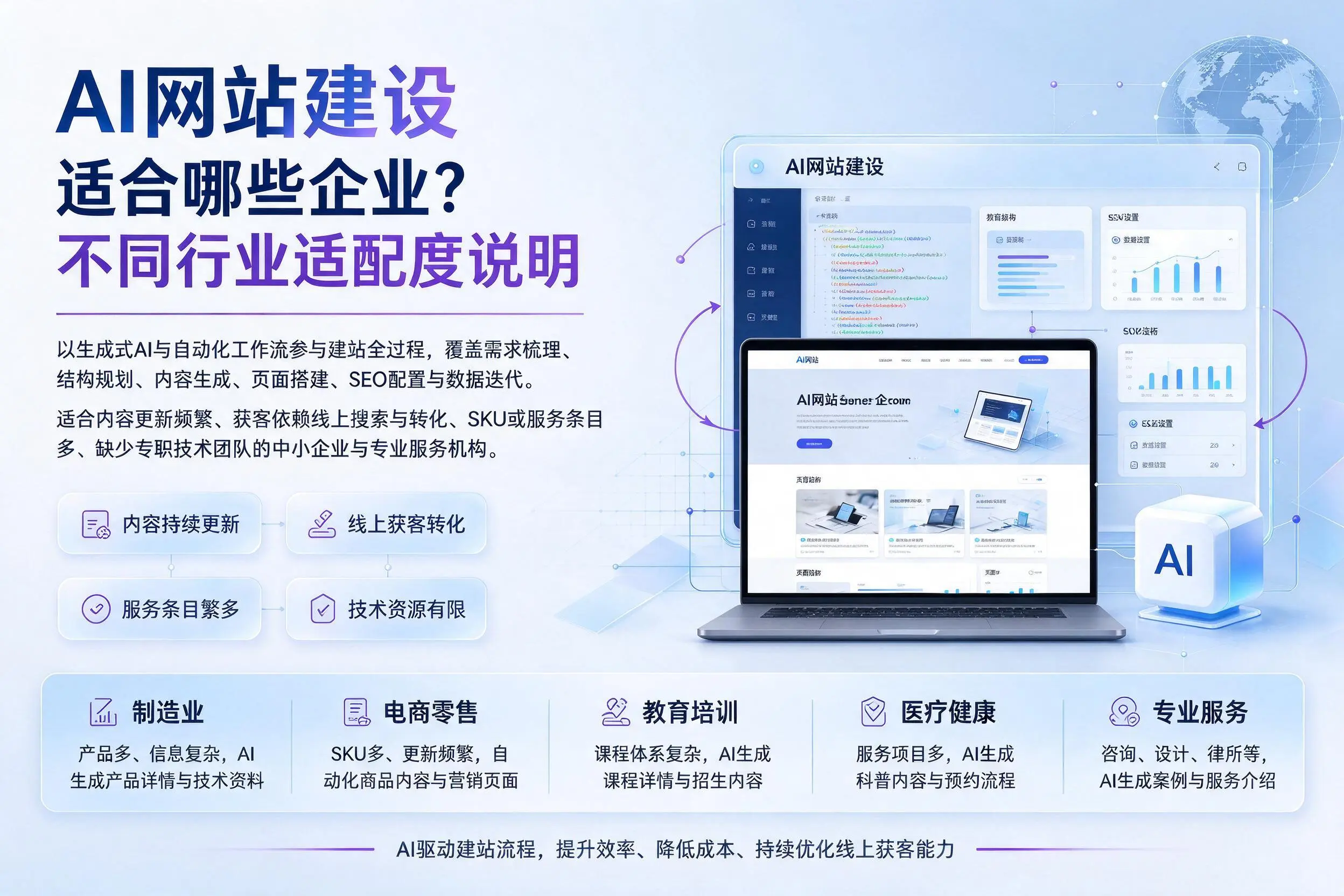 AI网站建设适合哪些企业？常州不同行业适配度说明